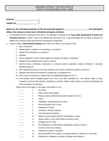 Employment Affidavit - Cal Farley's