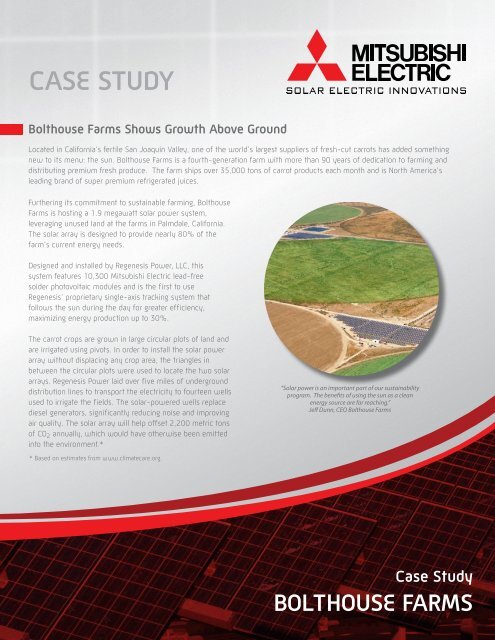 CASE STUDY BOLTHOUSE FARMS - Mitsubishi Electric