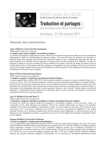 Traduction et partages : - Fabula