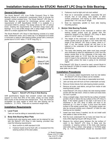 Installation Instructions for STUCKI RetroXT LPC Drop In Side Bearing