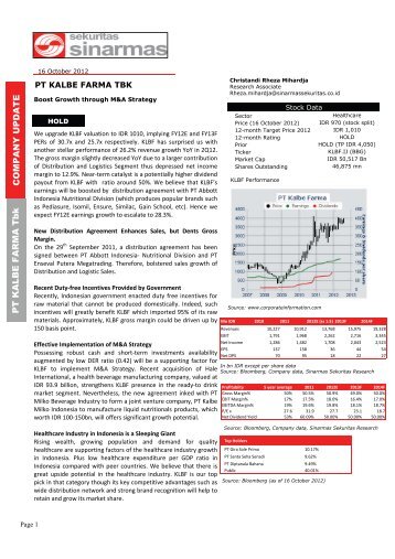 PT KALBE FARMA Tbk COMPANY UPDATE - Sinarmas Sekuritas, PT.