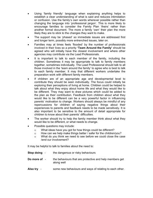 The use of whole family assessment to identify the needs of families ...