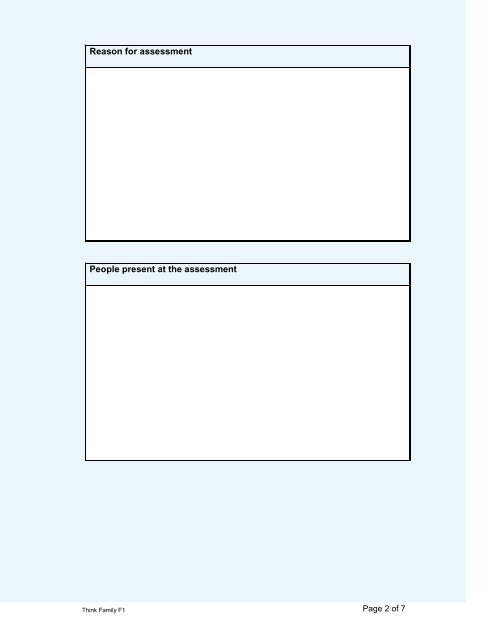 The use of whole family assessment to identify the needs of families ...