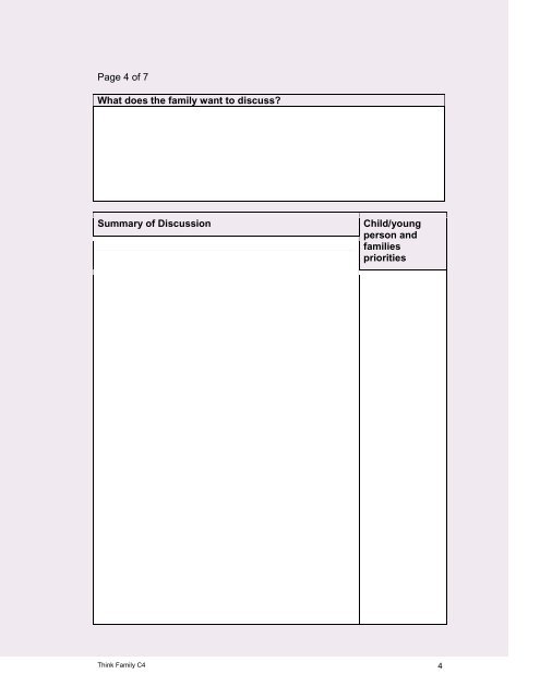 The use of whole family assessment to identify the needs of families ...