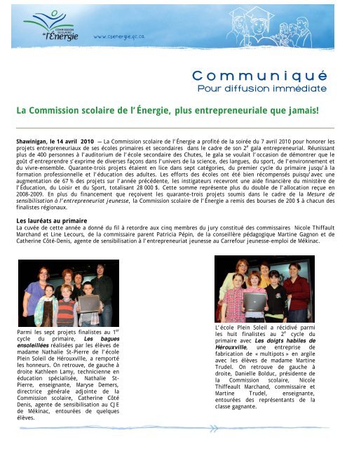 14 avril 2010 - Commission scolaire de l'Ãnergie