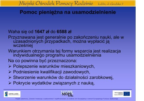 prezentacja - Zofia Rosolowska (MOPR) - Miejski OÅrodek Pomocy ...