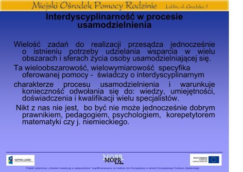 prezentacja - Zofia Rosolowska (MOPR) - Miejski OÅrodek Pomocy ...