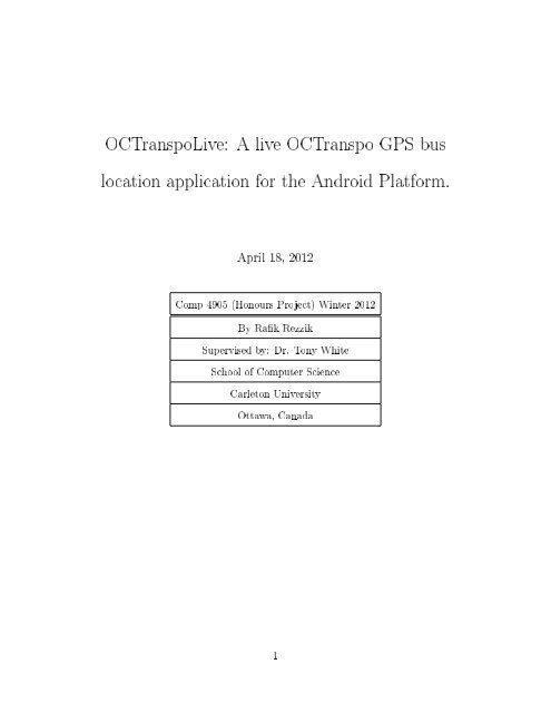 OCTranspoLive: A live OCTranspo GPS bus location application for ...