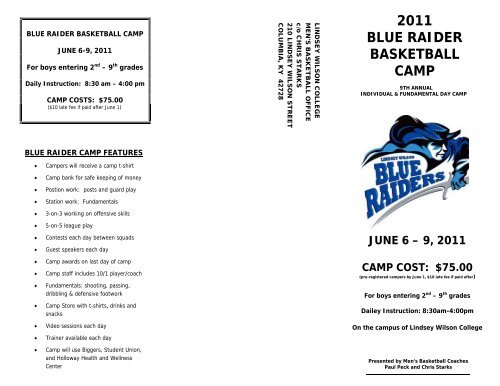 2011 blue raider basketball camp - Lindsey Wilson College Athletics