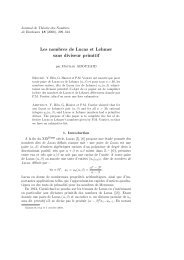 Les nombres de Lucas et Lehmer sans diviseur primitif - Mourad ...