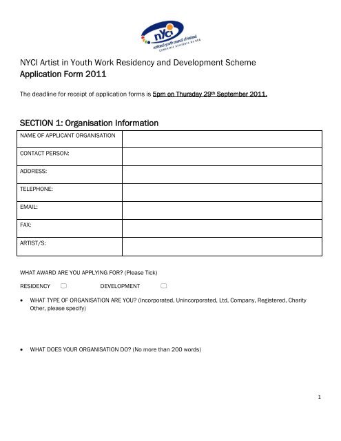 Application Form Artist in Youth Work Scheme 2011.pdf - Youth Arts ...