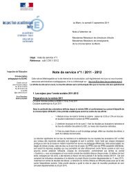 Note de service nÂ°1 / 2011 - 2012 - IEN Le Blanc