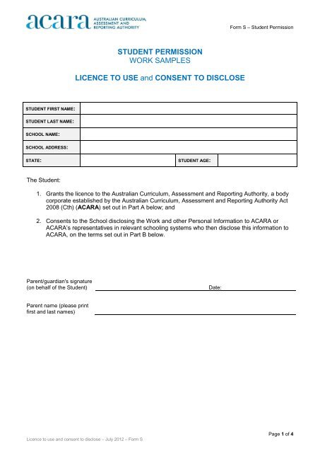 5 Student Permission Form Form S Round 2 Work Samples 20 Pdf