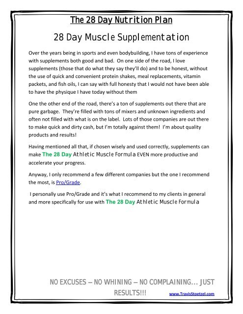 NO COMPLAINING - 28 Day Athletic Muscle Formula