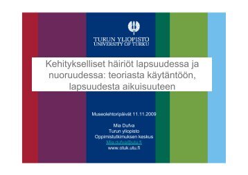 Kehitykselliset hÃ¤iriÃ¶t lapsuudessa ja nuoruudessa - Suomen ...