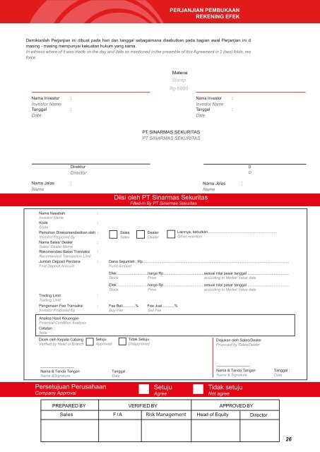 Formulir Pembukaan Rekening Saham - Sinarmas Sekuritas, PT.