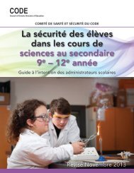 La sécurité des élèves dans les cours de sciences au ... - CODE