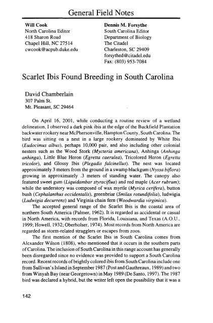 Scarlet Ibis Found Breeding in South Carolina - The Carolina Bird ...