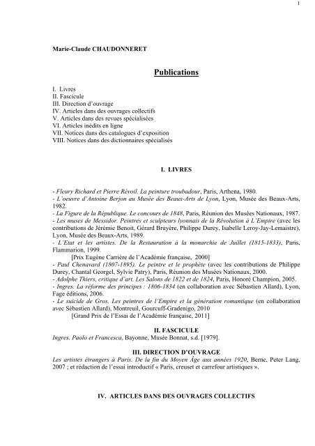 Bibliographie De Marie Claude Chaudonneret Centre Andrã - 