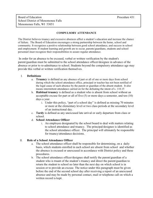 Procedure - Menomonee Falls School District