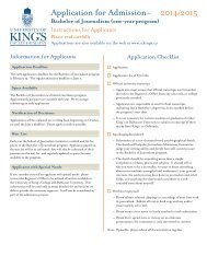 BJ admissions application form - University of King's College