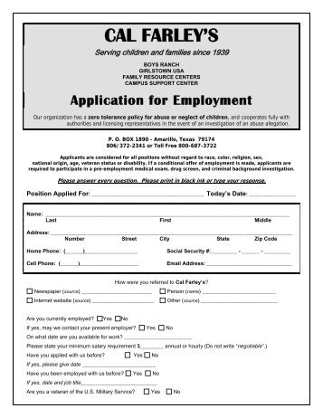 application - Cal Farley's Boys Ranch and Girlstown, U.S.A.