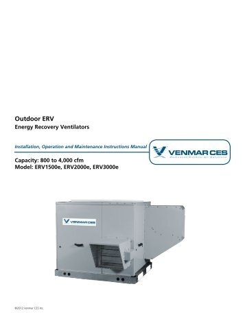 Outdoor ERV - Venmar CES Inc.