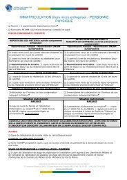 IMMATRICULATION - PERSONNE PHYSIQUE - Chambre de ...