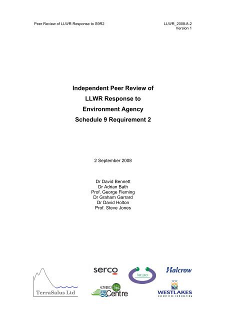 Independent Peer Review of - Low Level Waste Repository Ltd