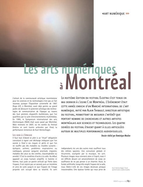 Les arts numÃ©riques Ã  MontrÃ©al - Dominique Moulon