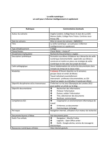 proposition d'une grille descriptive de scenario pedagogique