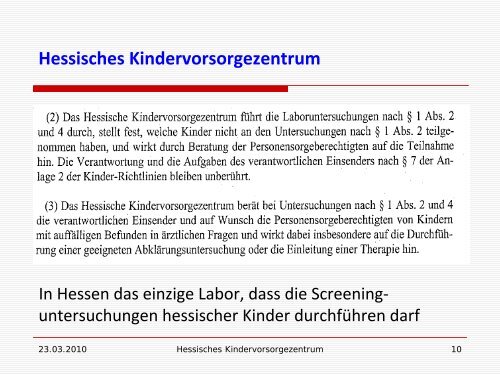 Hessisches Kindervorsorgezentrum - Screening Zentrum Hessen
