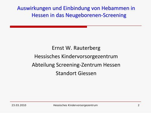 Hessisches Kindervorsorgezentrum - Screening Zentrum Hessen