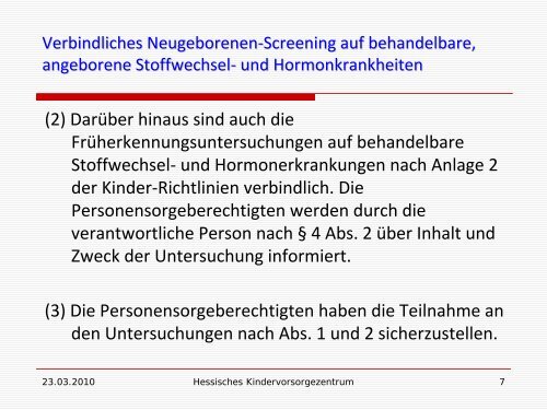 Hessisches Kindervorsorgezentrum - Screening Zentrum Hessen