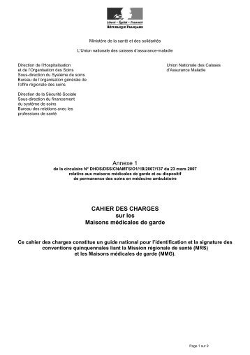 Cahier des charges MMG - ARS Poitou-Charentes