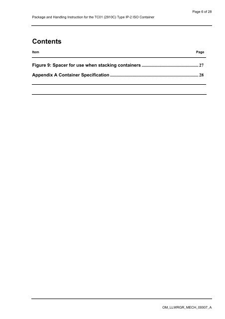 Packing and Handling Instruction for the TC01(2910C) Type IP-2 ...