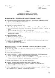 Chimie Premier exercice : Les familles des Ã©lÃ©ments ... - Sioufi