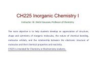CH225 Inorganic Chemistry I