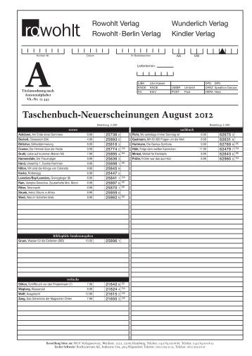 Taschenbuch-Neuerscheinungen August 2012 - Rowohlt