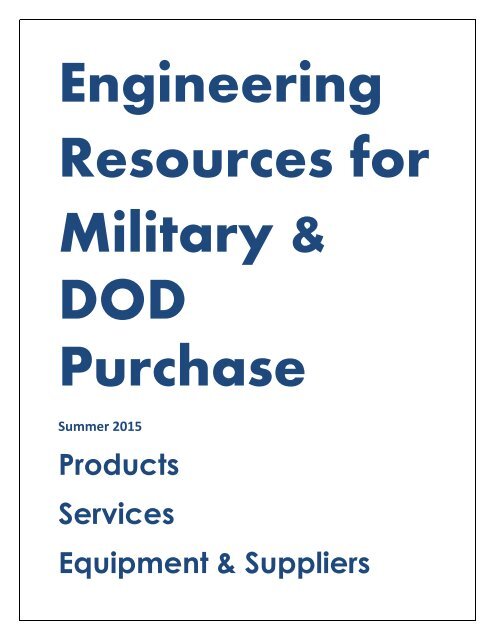 Engineering Resources for Military & DOD Purchase