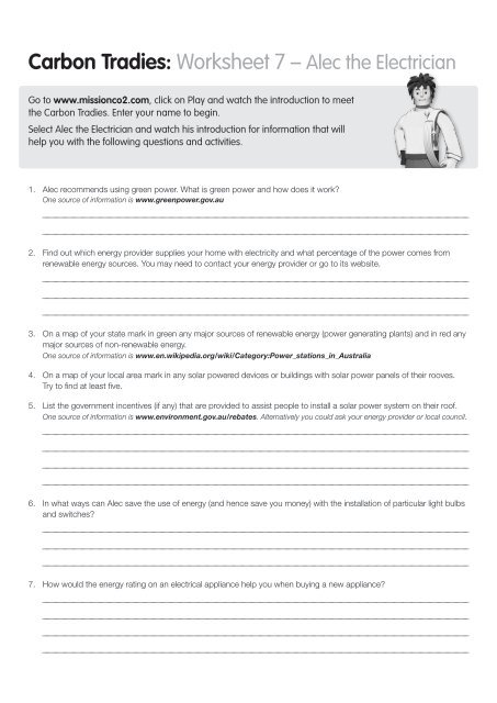 Worksheet 7 â Alec The Electrician Savewatercomau