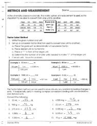 Metric and Measurement Answers