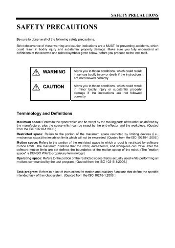 SAFETY PRECAUTIONS - DENSO Robotics