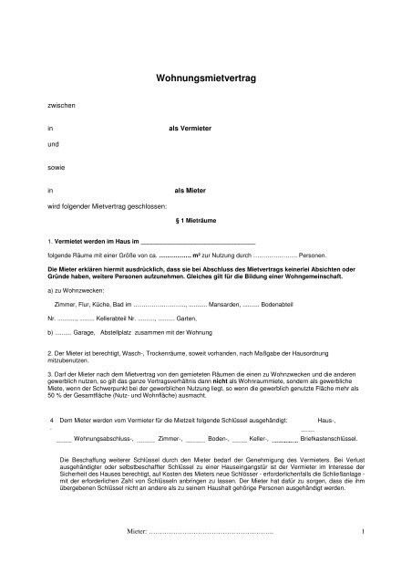 Mietvertrag soz Wohnungsbau - CS-Hausverwaltung