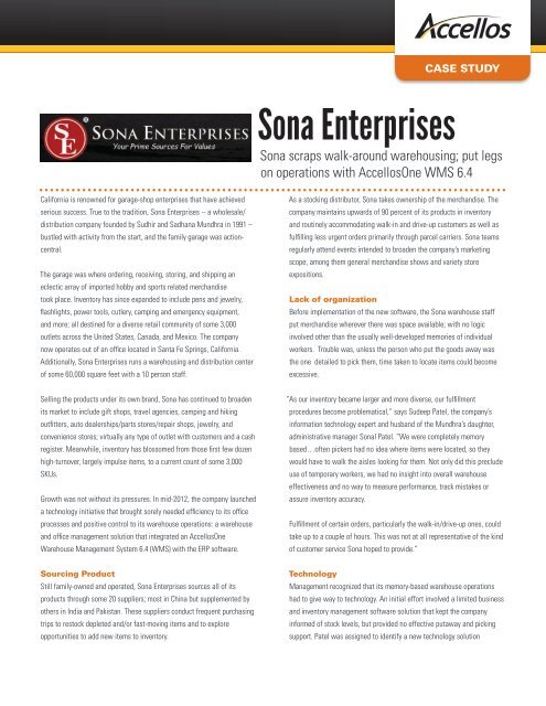 Sona Enterprises Case Study - Accellos