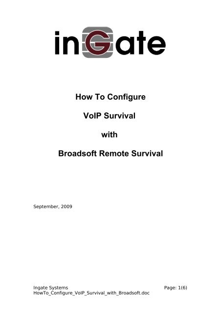 How To Configure VoIP survival with Broadsoft - Ingate