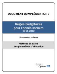 Règles budgétaires pour l'année scolaire