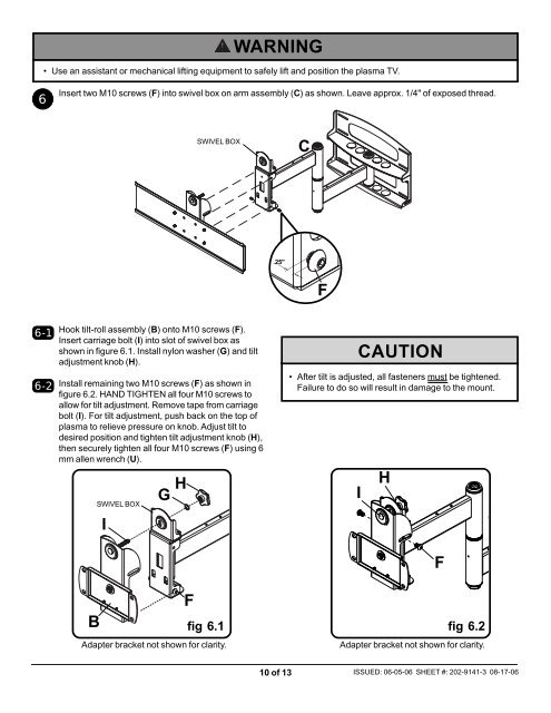 Installation and Assembly - Universal Articulating