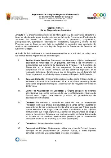 Reglamento de la Ley de Proyectos de Prestacion de Servicios