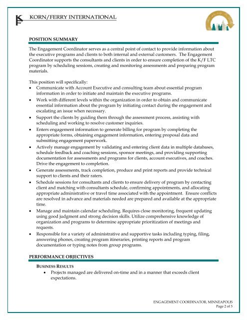 CONFIDENTIAL POSITION SPECIFICATION Position ... - Lominger
